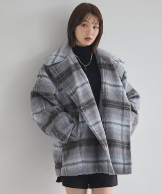 earth music&ecology チェックシャギーコート