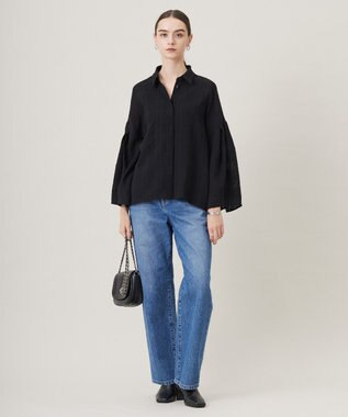 ICB 【日本製・洗える】SASHIKO CHECK シャツ ブラック系