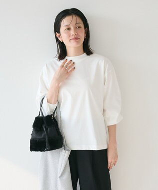 CRAFT STANDARD BOUTIQUE モックネックリングドット長袖プルオーバー White