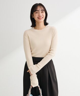 Green Parks 袖口金釦リブニットプルオーバー