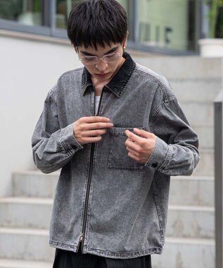 WEGO 【ユニセックス着用ITEM】デニムシャツジャケット デニムブラック