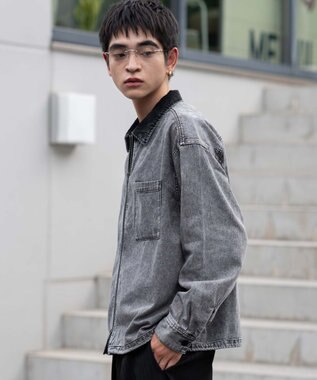 WEGO 【ユニセックス着用ITEM】デニムシャツジャケット デニムブラック