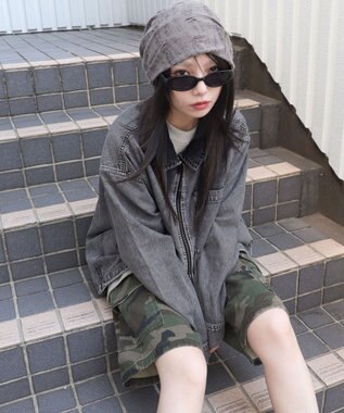 WEGO 【ユニセックス着用ITEM】デニムシャツジャケット デニムブラック