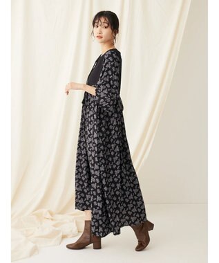 CRAFT STANDARD BOUTIQUE レーヨンキルト切り替えワンピース Flower Black