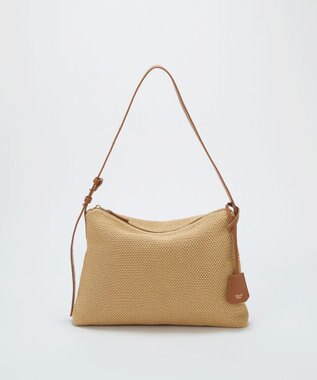 TOPKAPI 【Breath TOPKAPI】レザーコンビ 雑材風 シンプル ショルダーバッグ チャーム付き ベージュ