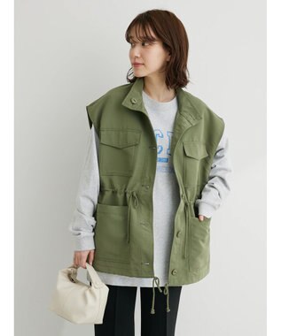 Green Parks ・ＥＬＥＮＣＡＲＥ　ＤＵＥスタンドカラーミリタリーベスト