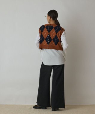 GRACE CONTINENTAL アーガイルニットベスト オレンジ