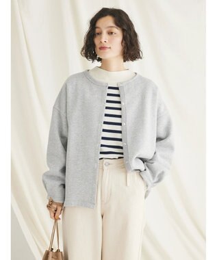 CRAFT STANDARD BOUTIQUE 裏起毛リングドットカーディガン Gray Mixture