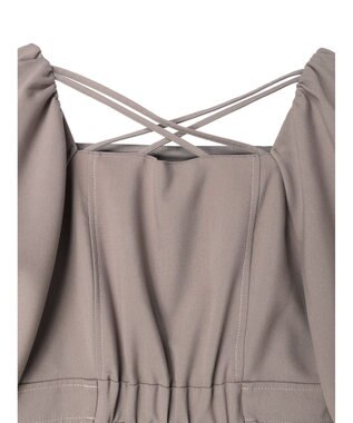 earth music&ecology 配色ステッチパフスリーブワンピース Black