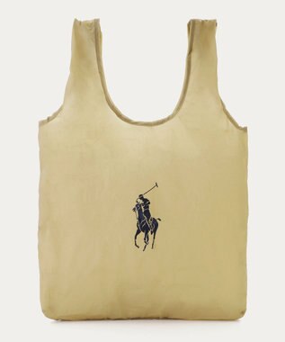 MOONBAT POLO RALPH LAUREN(ポロ ラルフローレン)ポロポニー ポケッタブル レインバッグ Mサイズ 無地 ストラップベルト付き ベージュ