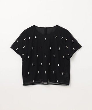 GRACE CONTINENTAL ビジューチュールトップ ホワイト