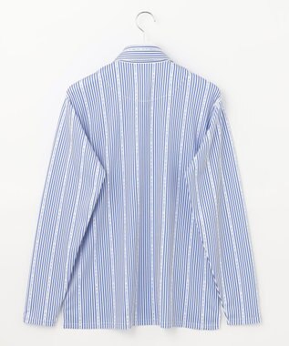 23区GOLF 【キングサイズ】ロゴストライプ 長袖シャツ サックスブルー系2