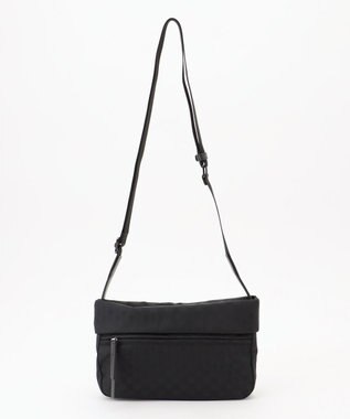 Y'SACCS はっ水ドットジャカード リサイクルレザーコンビ ショルダー ブラック