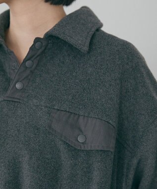 AMERICAN HOLIC ハーフスナップフリースワンピース Charcoal Gray