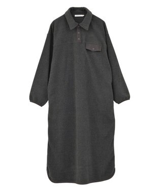 AMERICAN HOLIC ハーフスナップフリースワンピース Charcoal Gray