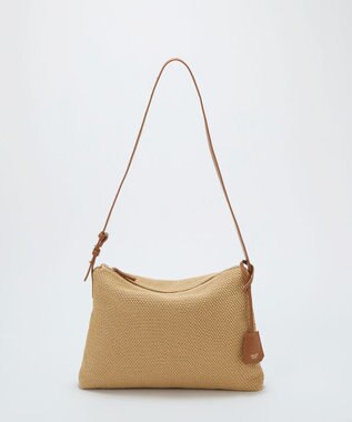 TOPKAPI 【Breath TOPKAPI】レザーコンビ 雑材風 シンプル ショルダーバッグ チャーム付き ベージュ