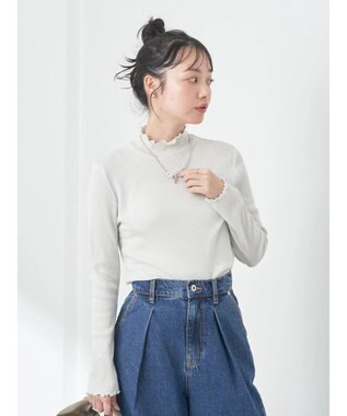 earth music&ecology ラメハイネックプルオーバー Ivory