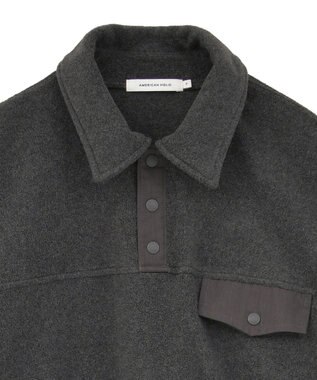AMERICAN HOLIC ハーフスナップフリースワンピース Charcoal Gray