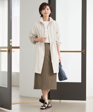 J.PRESS LADIES L 【洗える・撥水】マイクロタフタ ロング コート ライトグレー系