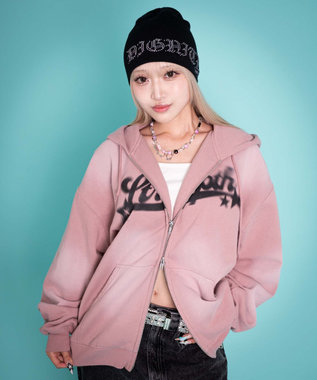 WEGO 【ユニセックス着用ITEM/MLサイズ展開】グラフィックZIPパーカー ピンク