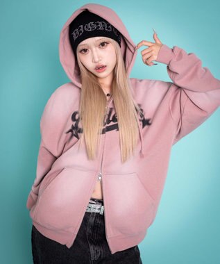 WEGO 【ユニセックス着用ITEM/MLサイズ展開】グラフィックZIPパーカー ピンク