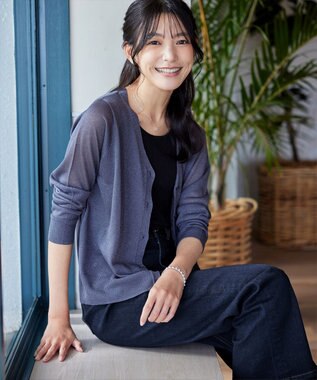 Tiaclasse L 【安田美沙子さん/小倉優子さん着用】【洗える】ストレッチワイドデニム ネイビー