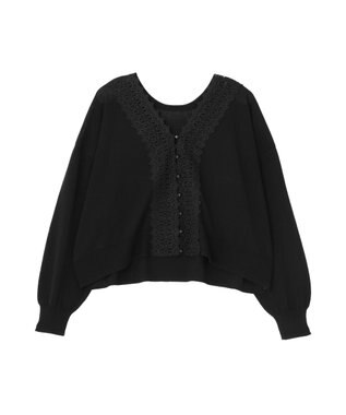 earth music&ecology 【2WAY】レーストリムシアーニットカーディガン Black