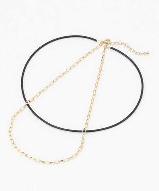 BEIGE， SILVER BERRY / レザーコンビネックレス Black