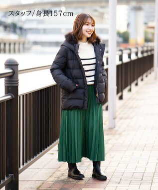 ANY 【洗える】スムースタッチ ショート丈ダウンコート ブラック系