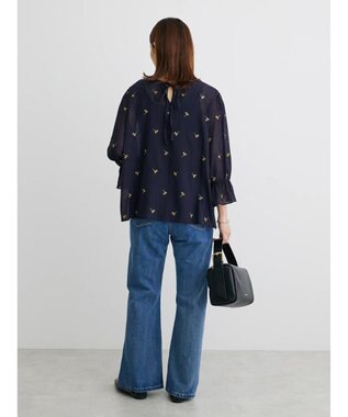 Green Parks シアー刺繍ブラウス Dark Navy