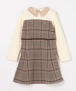 組曲 KIDS 【110-140㎝】レディチェック ワンピース ブラウン