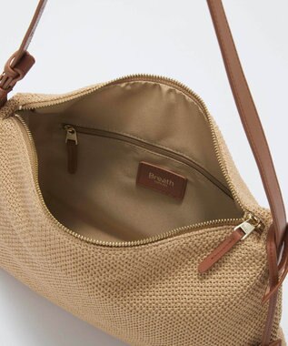 TOPKAPI 【Breath TOPKAPI】レザーコンビ 雑材風 シンプル ショルダーバッグ チャーム付き ベージュ