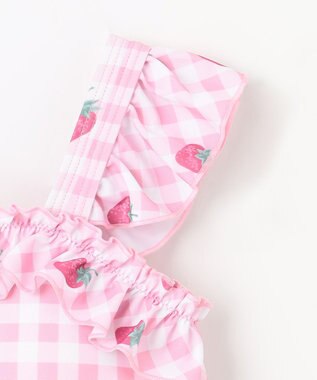 ANY KIDS ギンガム×フルーツ ワンピース水着 ピンク×イチゴ