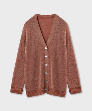 GRACE CONTINENTAL ラメルーズニットカーディガン ブラウン