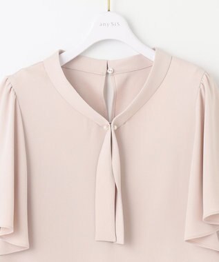 ANY SIS S 【洗える】パール調ボウタイ ブラウス ローズグレー