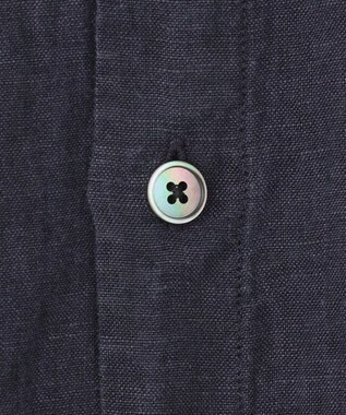 JOSEPH HOMME FRENCH LINEN OX BAND COLLAR SHIRT ネイビー系