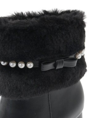 Maison de FLEUR パールリボンファーブーツ Black