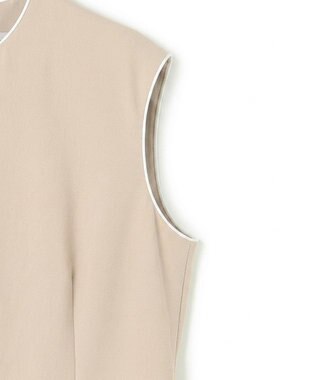 BEIGE， 【セットアップ対応】CINDY / 配色ライン クルーネックドレス Taupe x White
