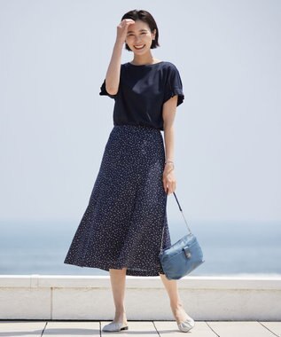 J.PRESS LADIES S 【洗える・イージーケア】スパンローンランダムドット スカート ネイビー系5