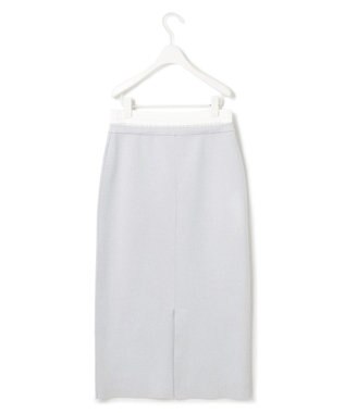 ICB L 【洗える】コットンポリエステルスムース ニットスカート シルバー系