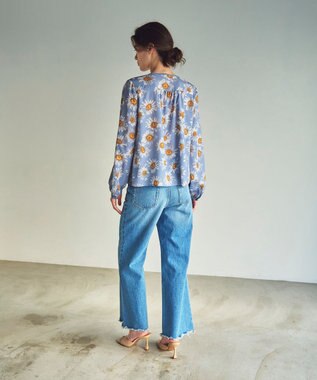 GRACE CONTINENTAL マーガレットフラワープリントブラウス ブルー