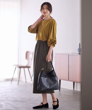 ANY L 【洗濯機可】シルケットスムースタックスリーブプルオーバー キャメル