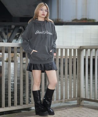 WEGO 【ユニセックス着用ITEM】ピグメントラメグラフィックプルパーカー スミクロ