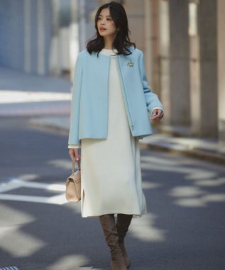 組曲 2WAYショートビーバー フーテッドコート スカイブルー系