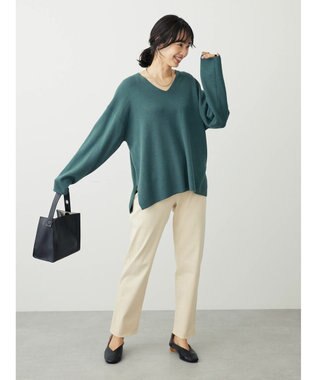 Green Parks 洗える　ミラノリブ編みニットプルオーバー Blue Green