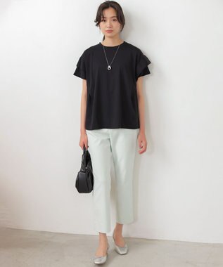 組曲 L GIZAコットンドルマンスリーブ Tシャツ ブラック系