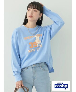 earth music&ecology Ｃｏｓｂｙ×ｅａｒｔｈ　ベアープリントロングＴシャツ Light Blue