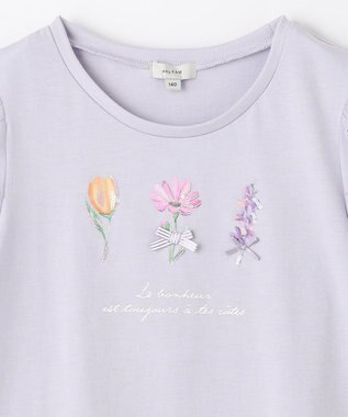 ANY KIDS フラワー スパンコール Tシャツ サックスブルー