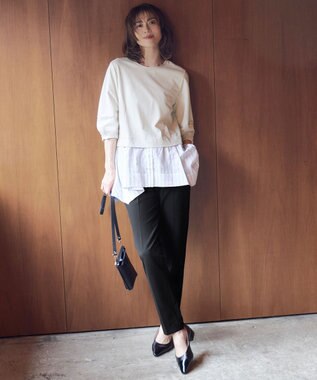 自由区 S 【洗える】カラミストライプコンビジャージ トップス ベージュ