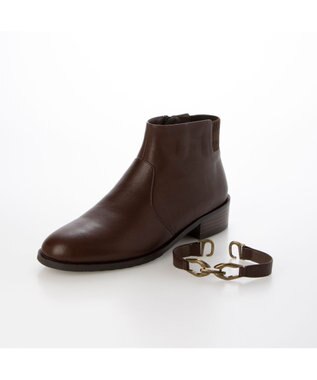 ing <ing>デザインショートブーツ ダークブラウン